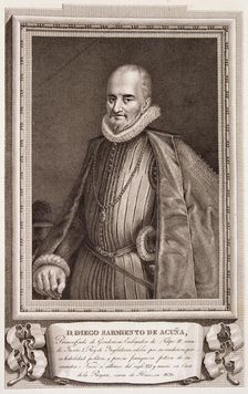 Diego Sarmiento de Acuña (m. 1626), Spanish politician and ambassador of Felipe III, engraving of…
