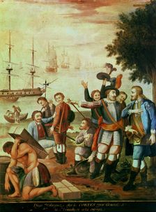 Diego Velázquez chooses as army general Cortes and gives it to him oil painting of series Conqu…