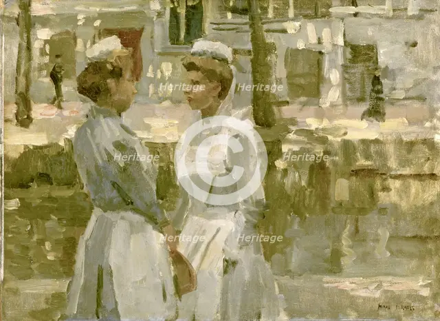 Dienstmeisjes op de Leidsegracht, c.1890-c.1900. Creator: Isaac Lazerus Israels.