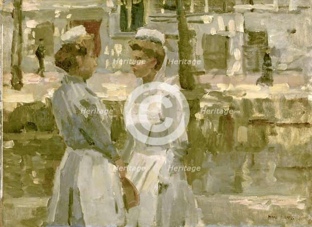Dienstmeisjes op de Leidsegracht, c.1890-c.1900. Creator: Isaac Lazerus Israels.