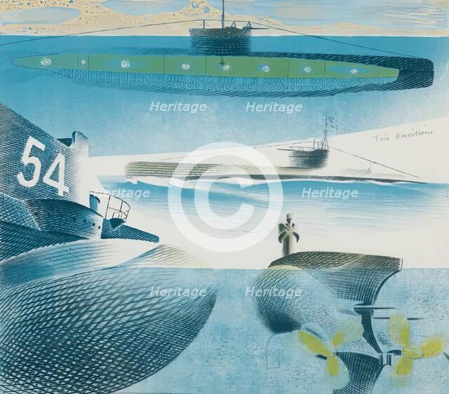 Different Aspects of Submarines, 1940 - 1941. Creator: Eric Ravilious.