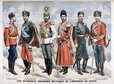 Different Russian military uniforms of the Emperor, 1896