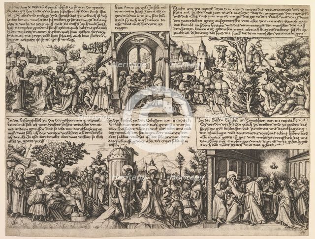 Different Scenes, from the Gospels and from Acta Apostolorum, ca. 1530. Creator: Daniel Hopfer.