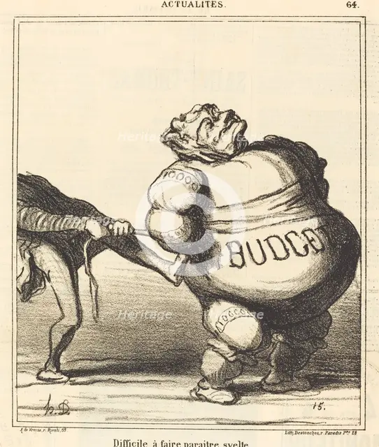 Difficile à faire paraitre svelte, 1869. Creator: Honore Daumier.