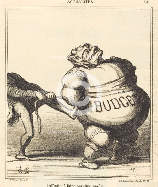 Difficile à faire paraitre svelte, 1869. Creator: Honore Daumier.