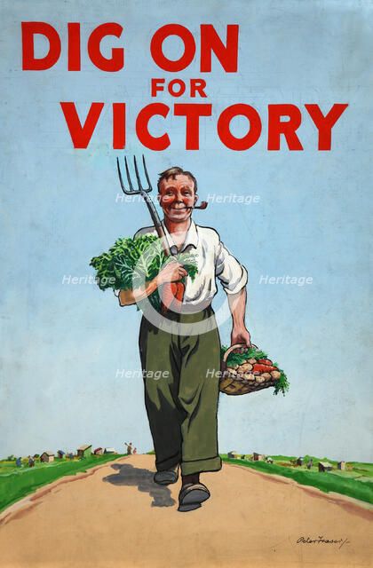 'Dig on for Victory', World War II poster, c1939-c1945. Creator: Peter Fraser.