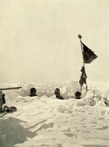 Digging to ascertain the depth of snow covering a depot c1908, (1909)