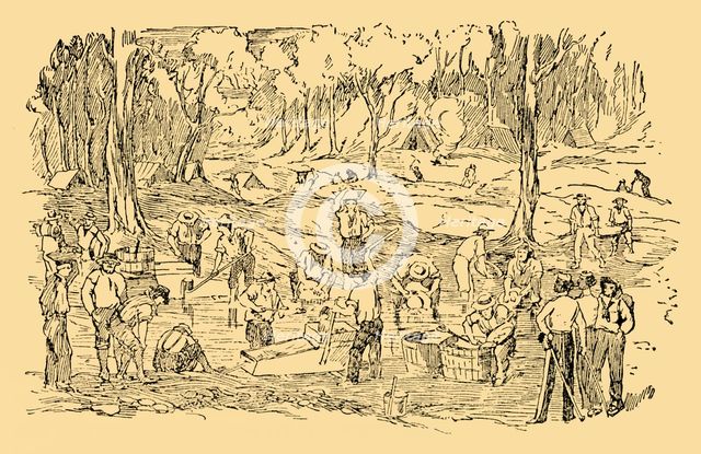'Digging and Washing For Gold In Australia In 1851', c1930. Creator: Unknown.