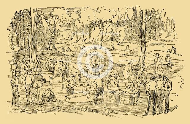 'Digging and Washing For Gold In Australia In 1851', c1930. Creator: Unknown.