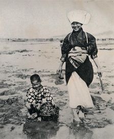 Digging clams at low-tide in Tokyo Bay c1900, (1921). Artist: Julian Leonard Street
