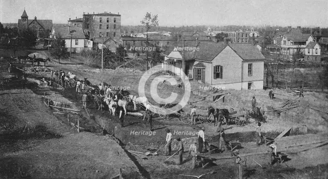 Digging foundation for a new building on the Institute grounds, 1904. Creator: Frances Benjamin Johnston.