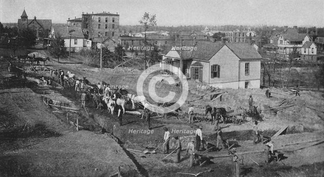Digging foundation for a new building on the Institute grounds, 1904. Creator: Frances Benjamin Johnston.