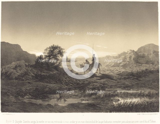 Dijolé D. Quijote: sancho amigo, la noche se nos va entrando..., c. 1855. Creator: Célestin Nanteuil.