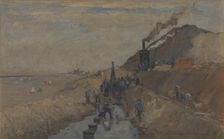 Dike Building on the Beach at Knokke, 1909. Creator: Richard Baseleer