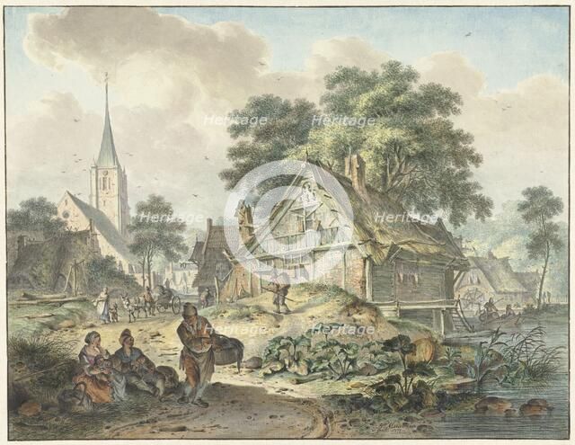 Dilapidated house and village church, 1777. Creator: Hendrik Meijer.