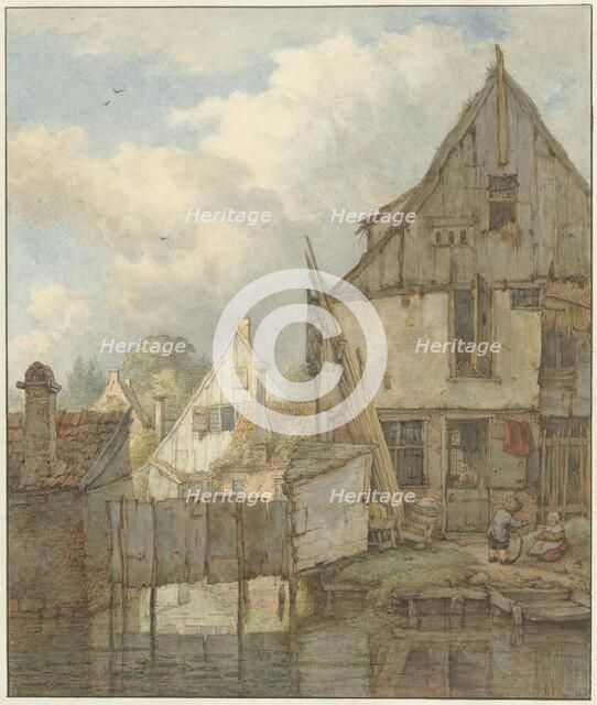 Dilapidated houses on the water, 1776-1822. Creator: Jan Hulswit.
