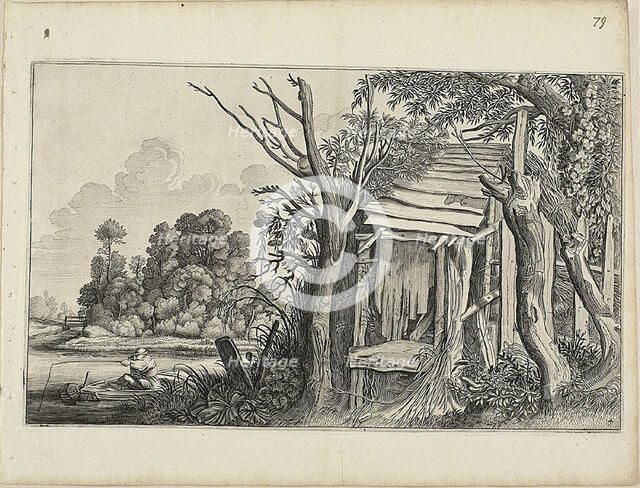 Dilapidated Hut, Plate 4 from Landscapes, c. 1646. Creator: Jan van de Velde II.