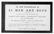 Dinas Colliery Explosion, memorial card, 1879. Creator: Unknown