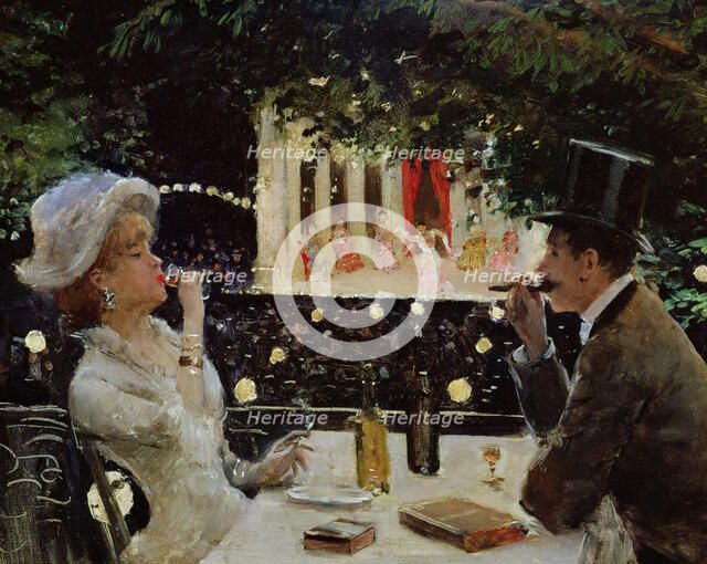 Dîner aux Ambassadeurs, c. 1880. Creator: Béraud, Jean (1849-1936).