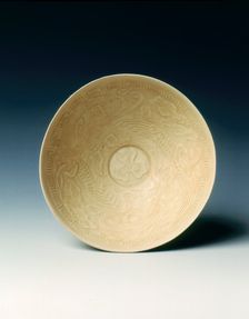 Ding yao lotus pod shaped bowl with moulded phoenixes, Jin dynasty, China, 12th century