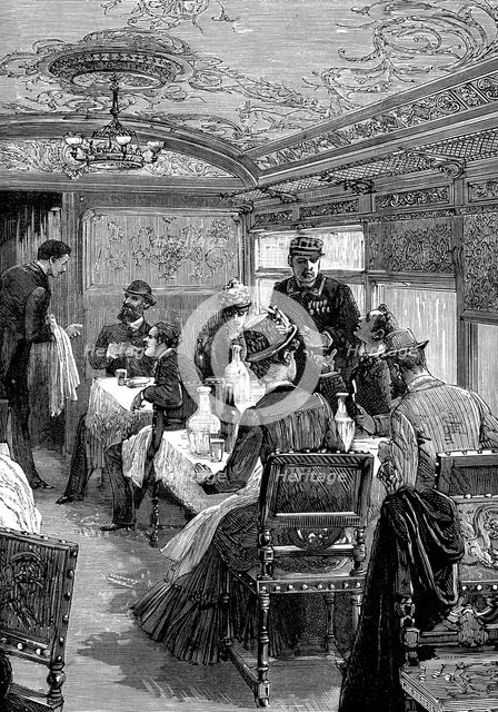 Dining car on the Orient Express, c1885. Artist: Unknown