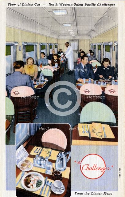 Dining car on the North Western Union Pacific's popular 'Challenger' train, USA, 1941. Artist: Unknown