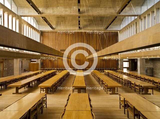 Dining hall, Central Building, Churchill College, Cambridge University, Cambridgeshire, 2010. Artist: James O Davies.