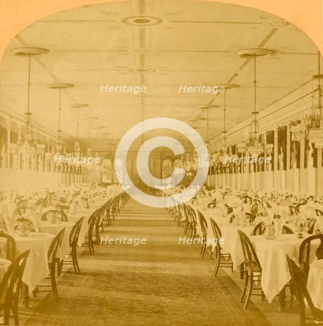 'Dining Hall, Grand Union Hotel, Saratoga, Largest Dining Hall in the World', 1882. Creator: BW Kilburn.