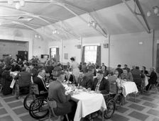 Dining hall of the CISWO paraplegic centre, Pontefract, West Yorkshire, 1960. Creator: Michael Walters