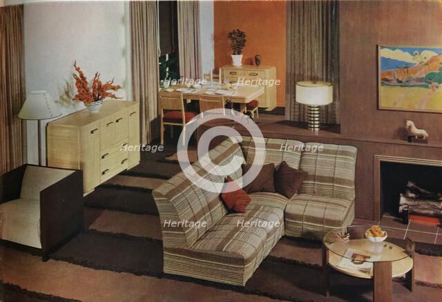 'Dining-living-room designed by Mary Davis Gillies for McCall's Magazine', c1940.