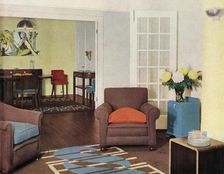 Dining-room and lounge in a reconstructed London apartment for Mrs. Harry Ewbank at Bryanston Court Creator: Unknown