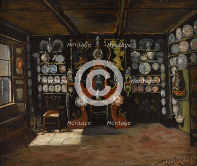Dining room at Hauteville II, Juliette Drouet's house in Guernsey, 1883. Creator: Edmond de Palezieux.