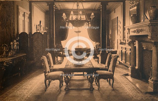 Dining room at the Cuban Embassy in Brussels, Belgium, 1927.  Creator: Unknown.