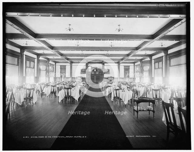 Dining room at the Frontenac, Round Island, N.Y., between 1890 and 1901. Creator: Unknown.