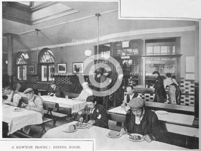 Dining room in a Rowton House, Hammersmith, London, c1902 (1903). Artist: Unknown.