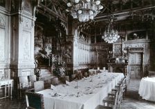 Dining room of the Imperial Palace in Bialowieza Forest, Russia, late 19th century. Artist: Mechkovsky