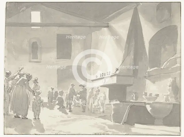 Dining room of the inn in Barletta, 1778. Creator: Louis Ducros.