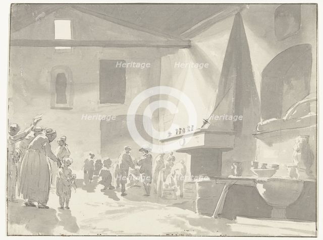 Dining room of the inn in Barletta, 1778. Creator: Louis Ducros.