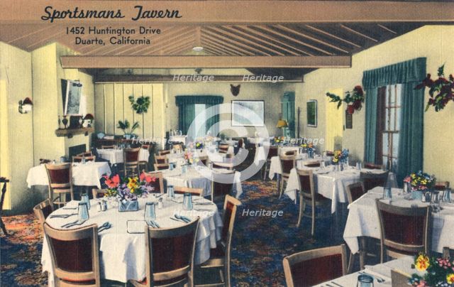 Dining room, Sportsman's Lodge, Duarte, California, USA, 1953. Artist: Unknown