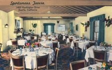 Dining room, Sportsman's Lodge, Duarte, California, USA, 1953