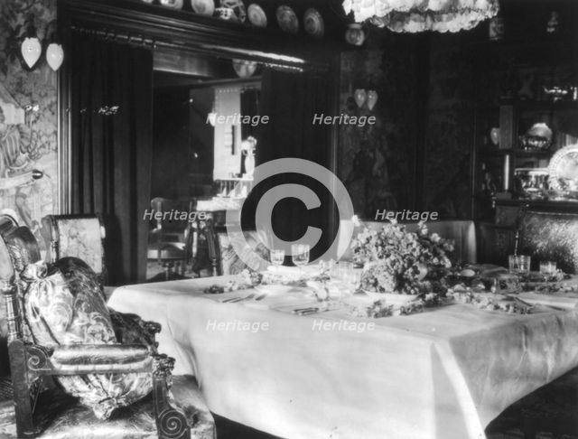 Dining room with table setting for four, Mrs. Phoebe Apperson Hearst's home...California, 1920s Creator: Frances Benjamin Johnston.