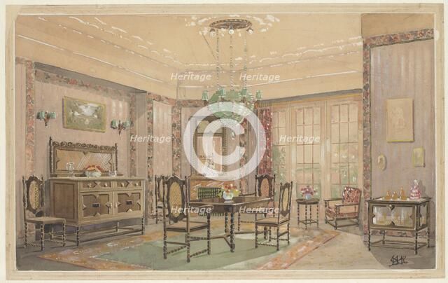 Dining room with matte seats, c.1925. Creator: Monogrammist HK.