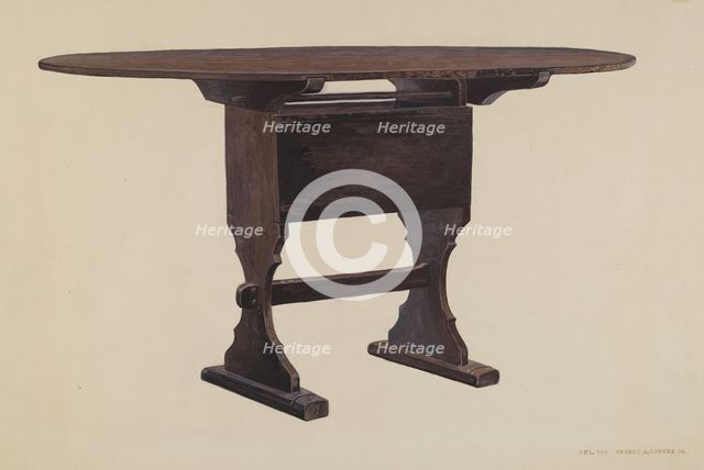Dining Room Table, c. 1942. Creator: Ernest A Towers Jr.