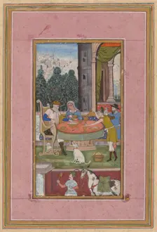 Dining Scene with European Elements, c. 1590. Creator: Unknown