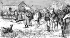 'Dinizulu, Undabuko and Chingwao, the Exiled Zulu Chiefs, leaving the Goal at Eshowe... 1890. Creator: Unknown