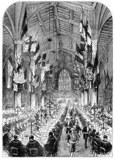 Dinner of the Lord Mayors and Mayors in the Guildhall at York, 1873. Creator: Unknown