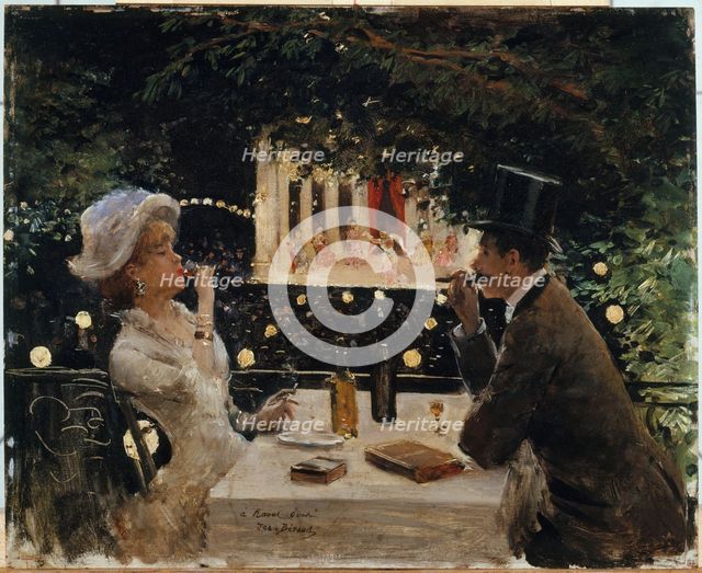 Dinner at Les Ambassadeurs, c1880. Creator: Jean Beraud.