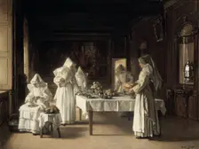 Dinner at the Hospice of Beaune France, late 19th/early 20th century. Artist: Claude Joseph Bail