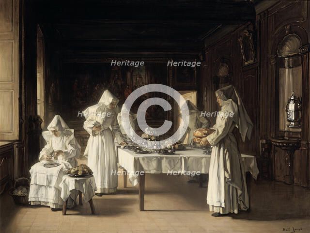 'Dinner at the Hospice of Beaune', France, late 19th/early 20th century. Artist: Claude Joseph Bail