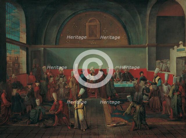 Dinner at the Palace in Honour of an Ambassador, 1720s. Artist: Vanmour (Van Mour), Jean-Baptiste (1671-1737)